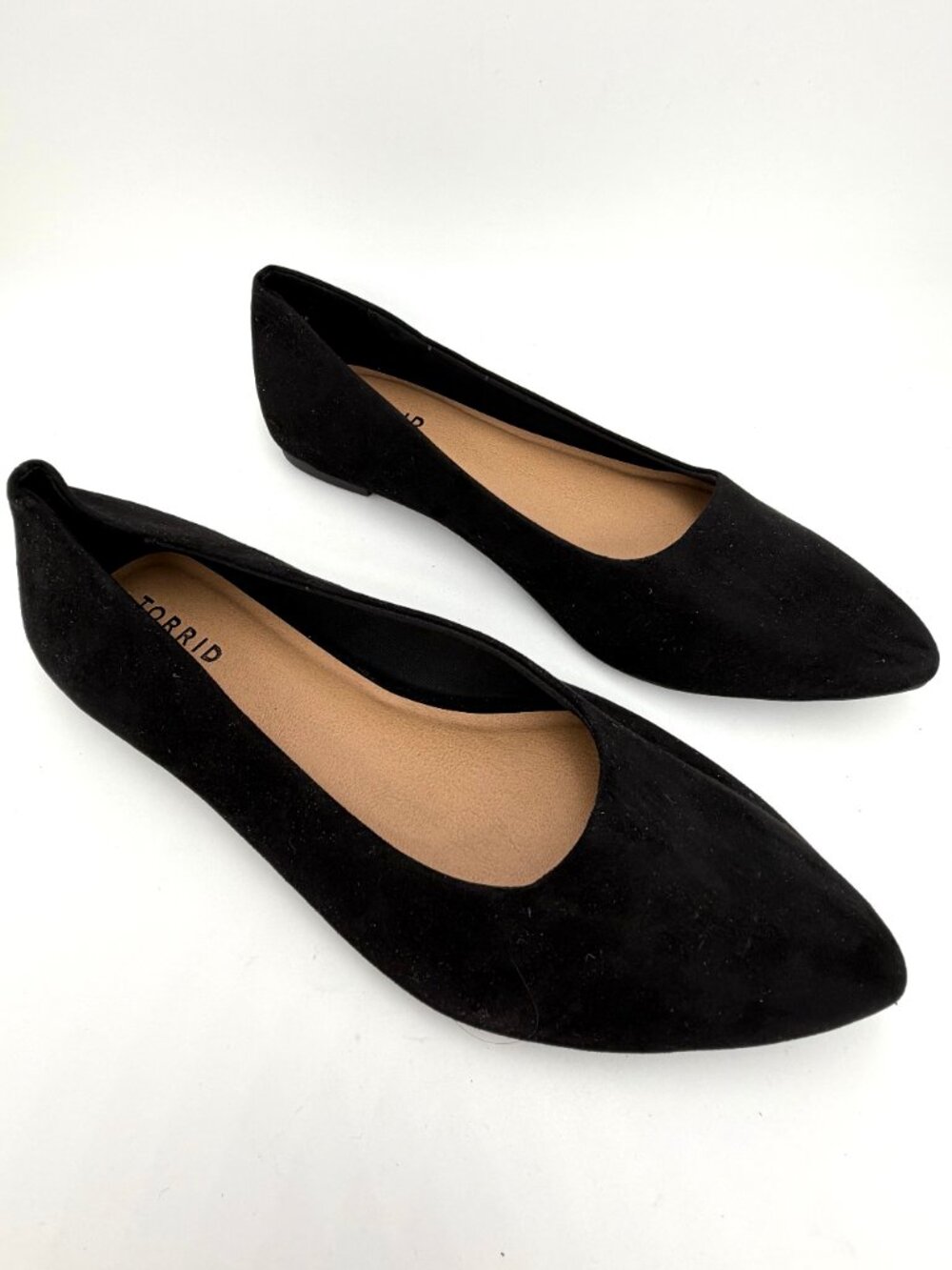 Torrid Black Faux Suede Pointed Toe Flats - Size 11WW